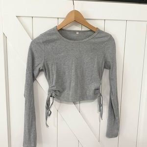 Long Sleeve Grey Crop Top